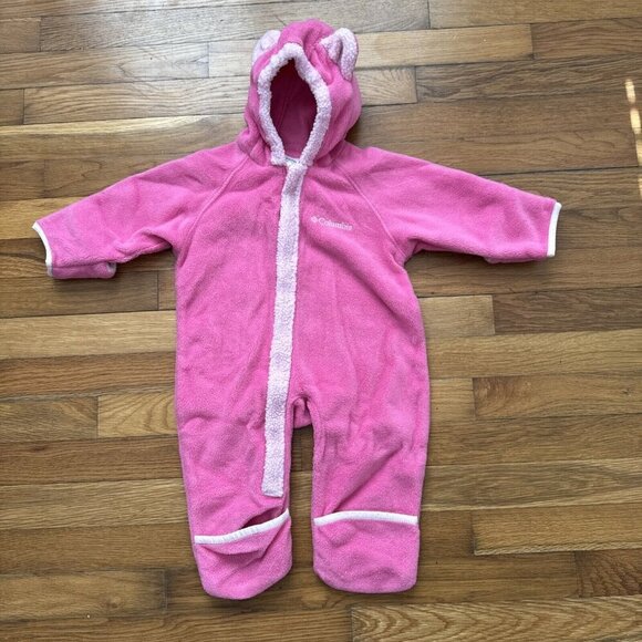 Columbia Pink Western Barlow Bunting Zip Hood Coverall Baby Girls 12M - Picture 2 of 6